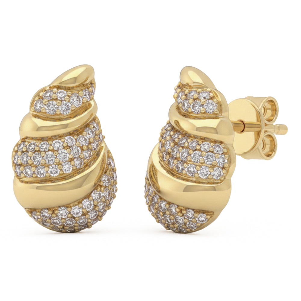 .39ct G SI 14kt Yellow Gold Pear Shaped Modern Diamond Stud Earrings