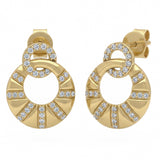 .29ct G SI 14kt Yellow Gold Round Circle Diamond Modern Stud Earrings