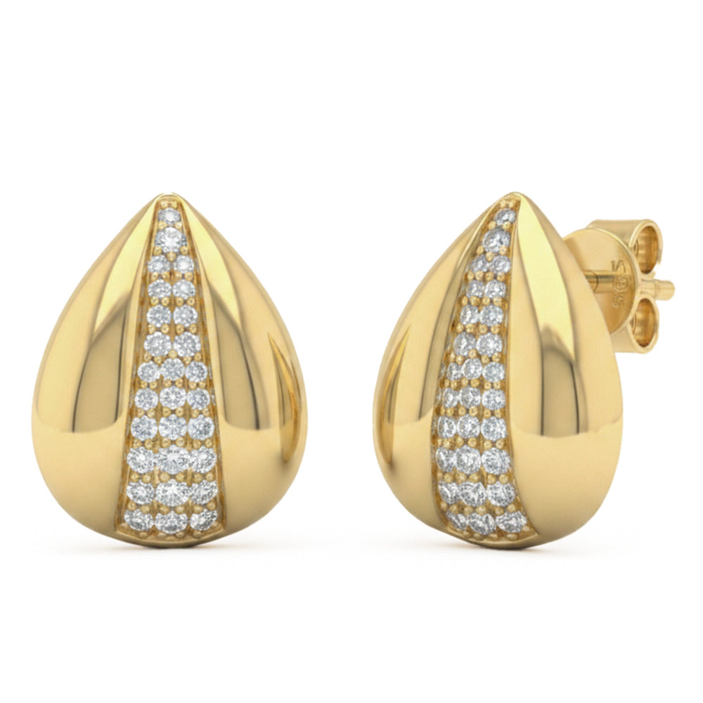 .31ct G SI 14kt Yellow Gold Tear Drop Shape Diamond Stud Earrings