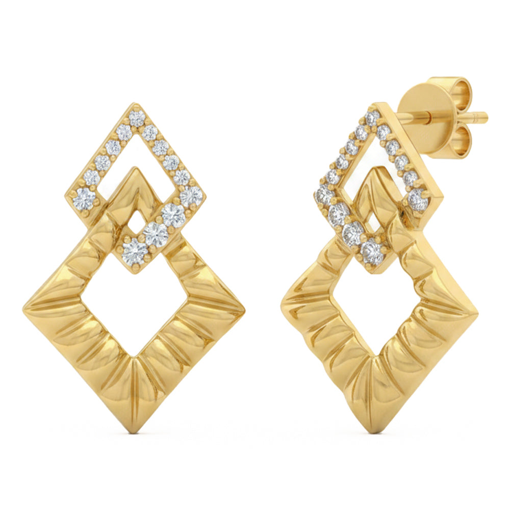 .20ct G SI 14kt Yellow Gold Modern Geometric Shape Diamond Earrings