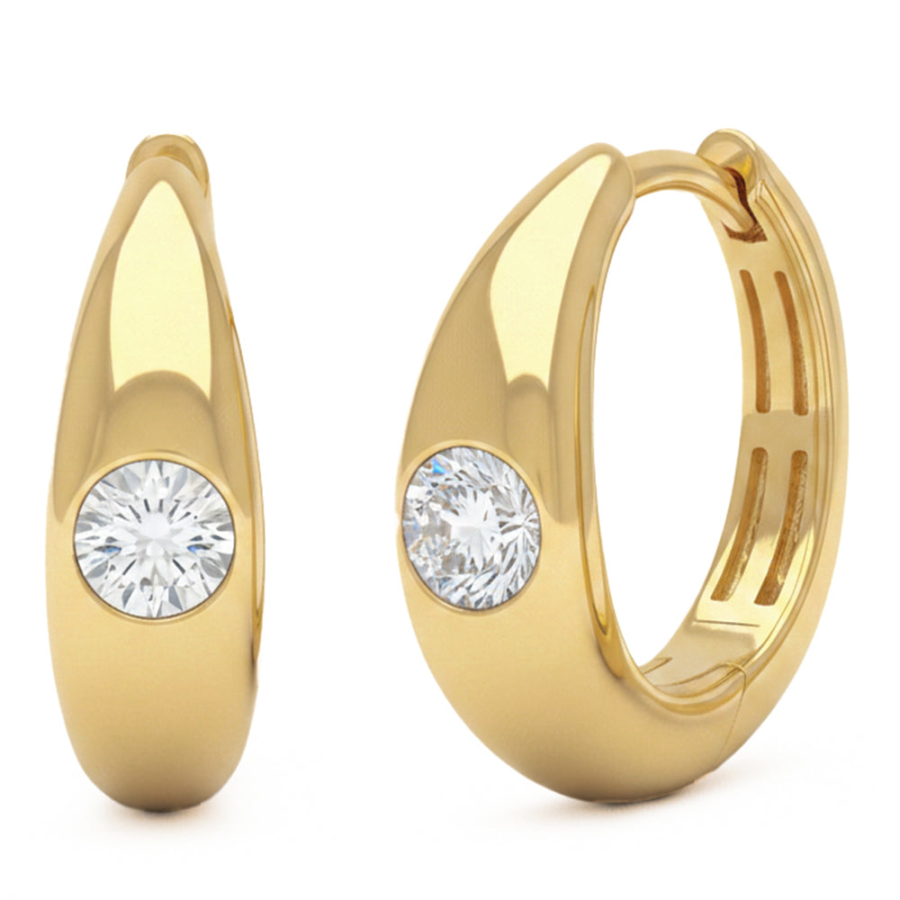 .13ct G SI 14kt Yellow Gold Modern Diamond Hoop Earrings