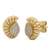 .20ct G SI 14kt Yellow Gold Modern Shell Shape Diamond Earrings