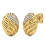 .30ct G SI 14kt Yellow Gold Oval Shape Diamond Modern Stud Earrings