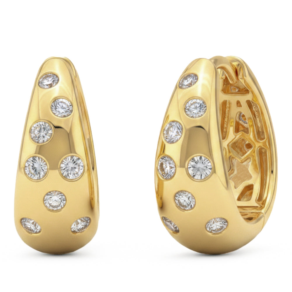 .26ct G SI 14kt Yellow Gold Modern Chunky Diamond Hoop Earrings