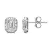 1.19ct G SI 14kt White Gold Emerald Cut Diamond Bezel Set Studs