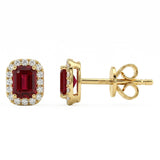 1.52ct G SI 14kt Yellow Gold Diamond & Ruby Gemstone Stud Earrings