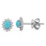 .41ct G SI 14kt White Gold Diamond & Turquoise Gemstone Stud Earrings