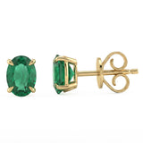 1.58ct G SI 14kt Yellow Gold Oval Emerald Gemstone Stud Earrings