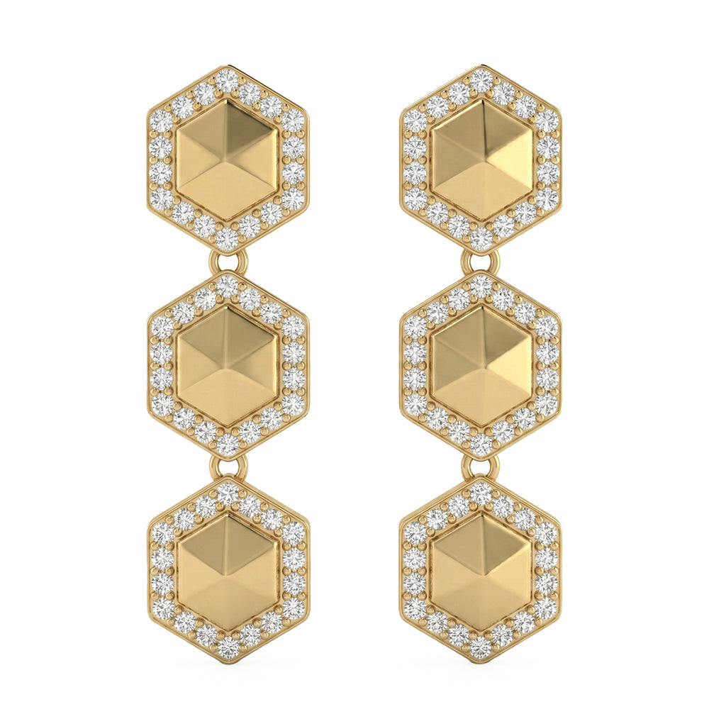 .30ct G SI 14kt Yellow Gold Diamond Modern Drop Earrings