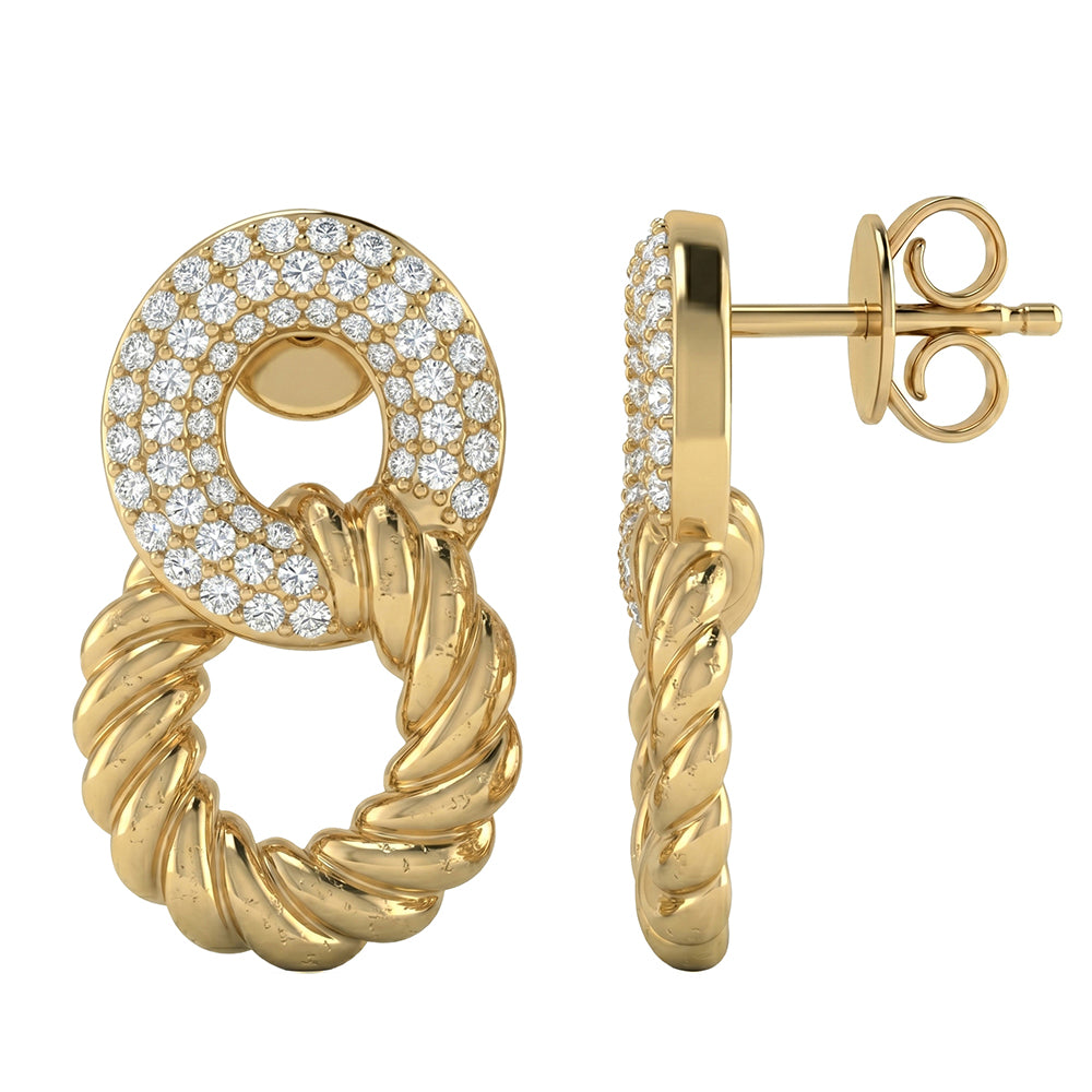 .55ct G SI 14kt Yellow Gold Diamond Modern Earrings