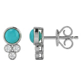 .39ct G SI 14kt White Gold Diamond & Turquoise Gemstone Stud Earrings