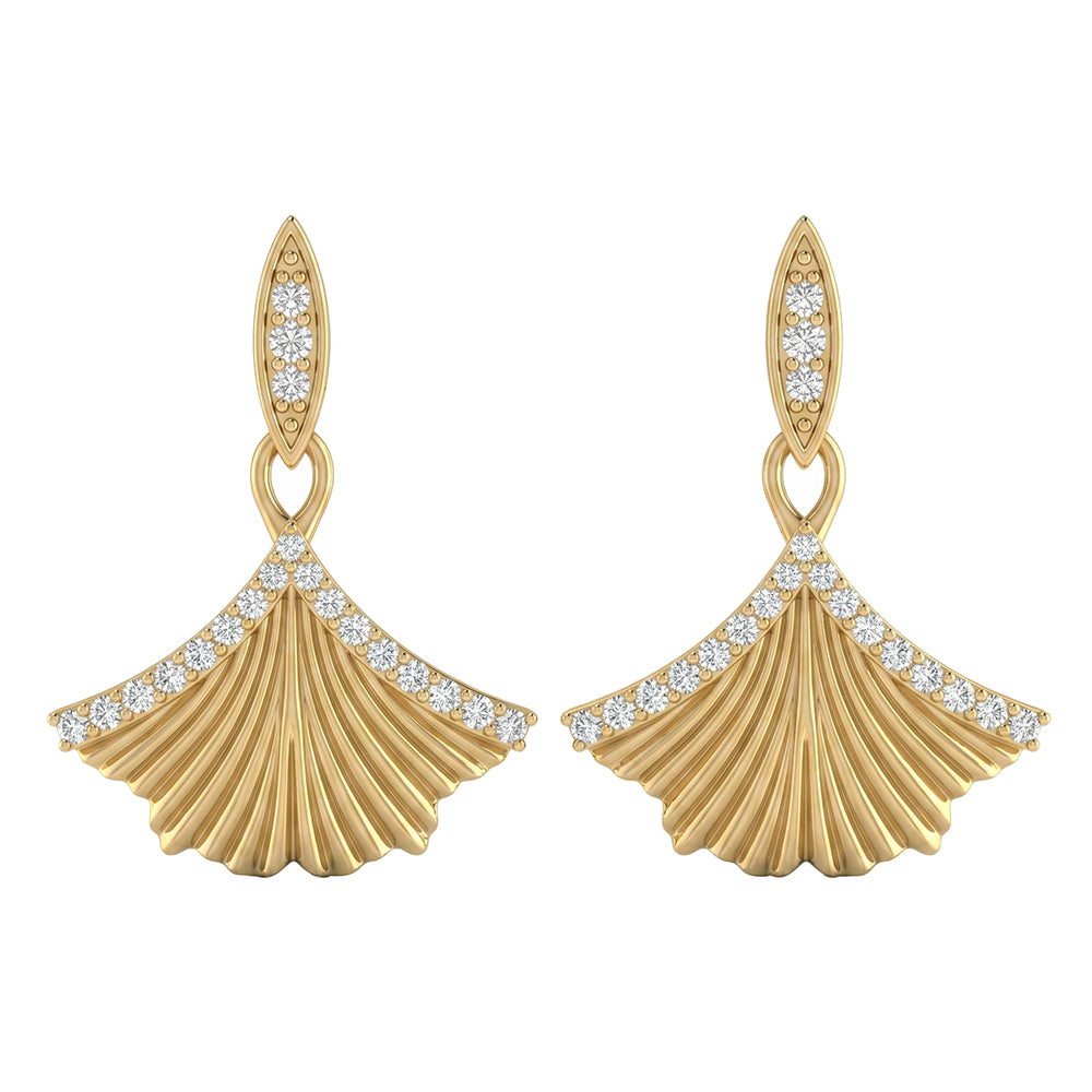 .32ct G SI 14kt Yellow Gold Diamond Modern Drop Earrings