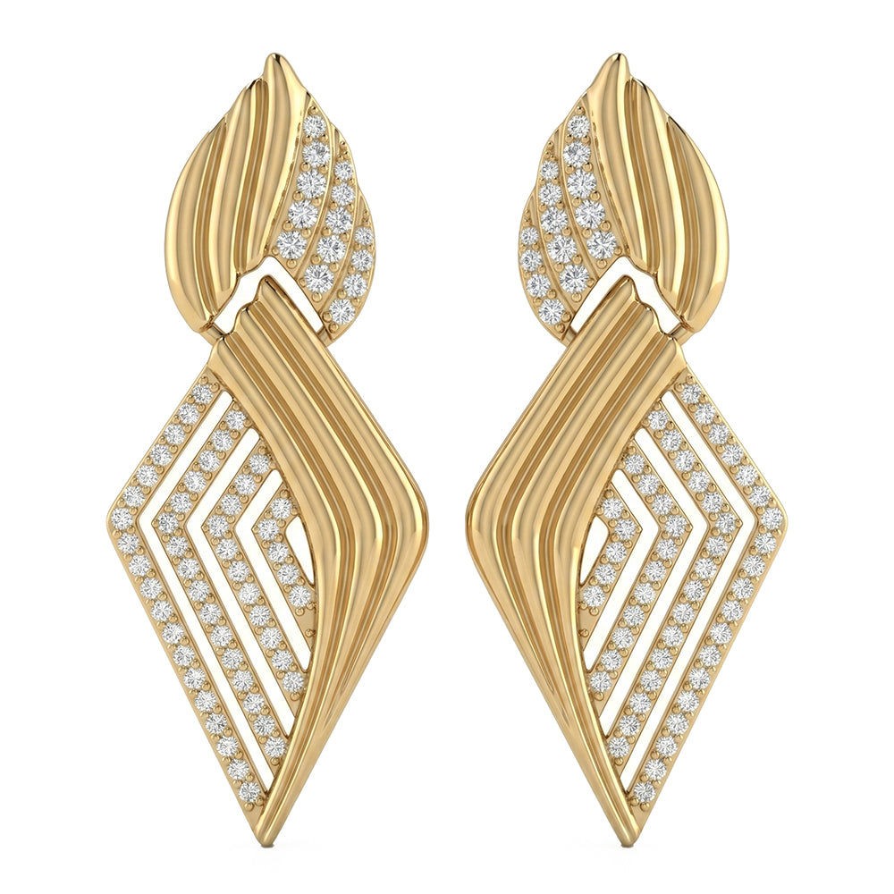 .49ct G SI 14kt Yellow Gold Diamond Modern Drop Earrings