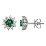 .64ct G SI 14kt White Gold Diamond & Emerald Gemstone Stud Earrings