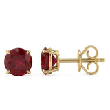 2.28ct G SI 14kt Yellow Gold Round Ruby Gemstone Stud Earrings