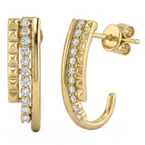 .27ct G SI 14kt Yellow Gold Diamond Modern J Hoop Earrings