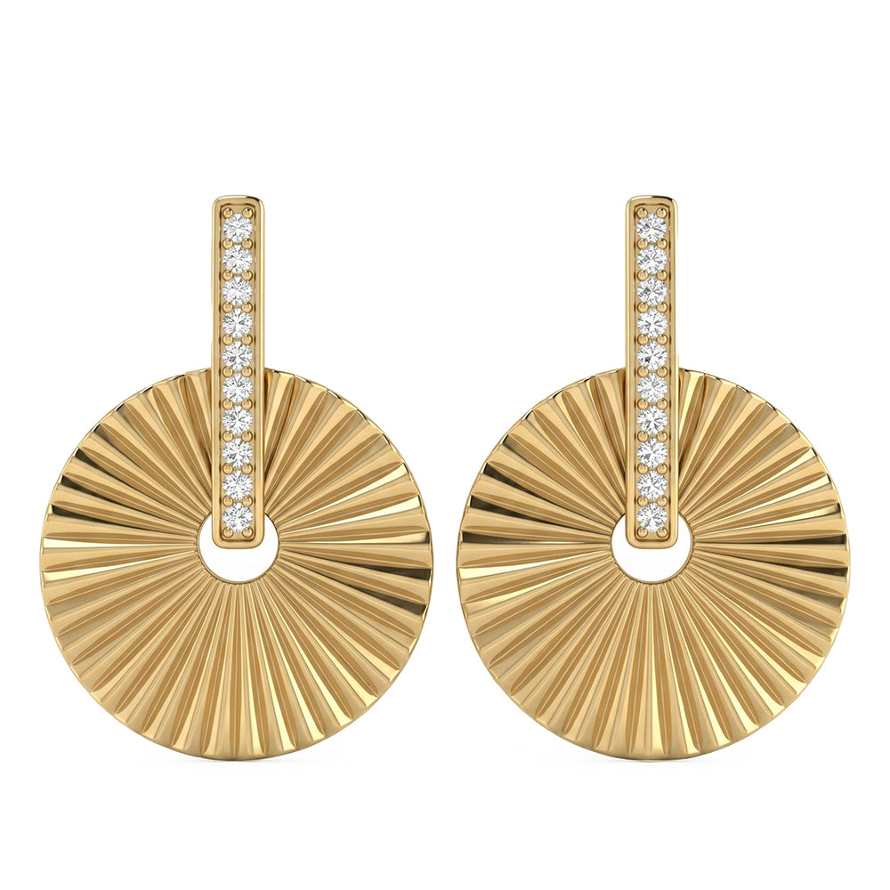 .06ct G SI 14kt Yellow Gold Diamond Disc Drop Earrings
