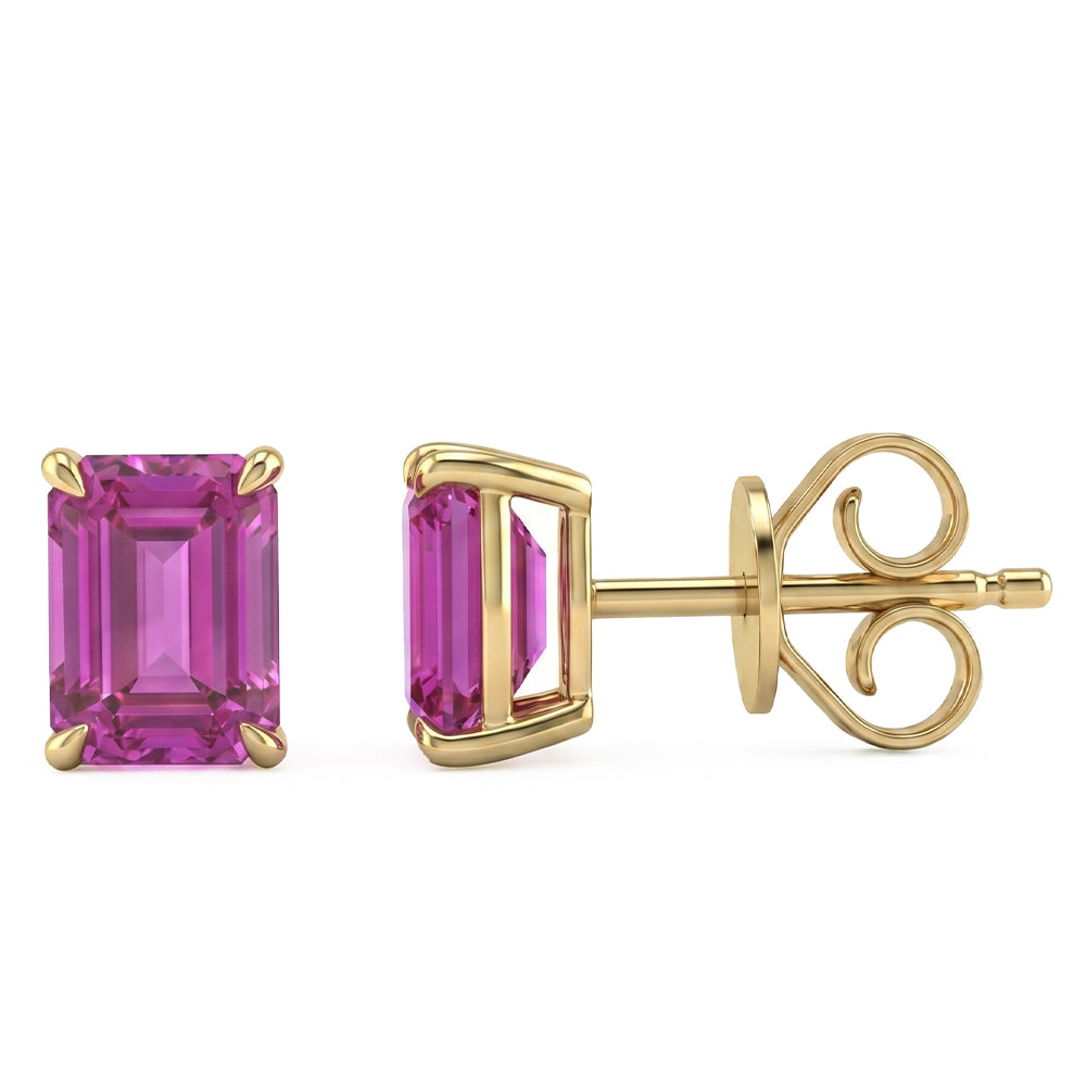 1.83ct G SI 14kt Yellow Gold Pink Sapphire Gemstone Stud Earrings