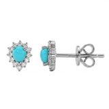 .47ct G SI 14kt White Gold Diamond & Turquoise Gemstone Stud Earrings