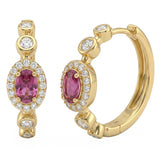 .63ct G SI 14kt Yellow Gold Diamond & Pink Sapphire Gemstone Hoop Earrings