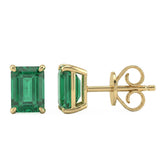 1.69ct G SI 14kt Yellow Gold Emerald Gemstone Stud Earrings