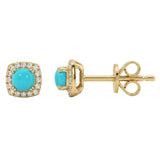 .38ct G SI 14kt Yellow Gold Diamond & Turquoise Gemstone Stud Earrings