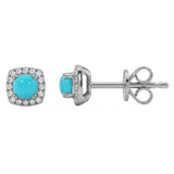.38ct G SI 14kt White Gold Diamond & Turquoise Gemstone Stud Earrings