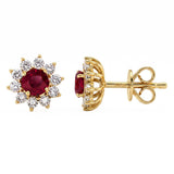 <span style="color:purple">SPECIAL!</span> .69ct G SI 14kt Yellow Gold Diamond & Ruby Gemstone Stud Earrings