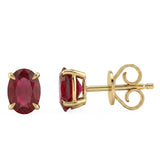 1.61ct G SI 14kt Yellow Gold Oval Ruby Gemstone Stud Earrings