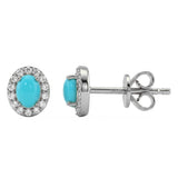 .39ct G SI 14kt White Gold Diamond & Turquoise Gemstone Stud Earrings