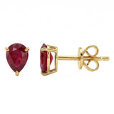 1.51ct G SI 14kt Yellow Gold Pear Cut Ruby Gemstone Stud Earrings