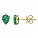 1.54ct G SI 14kt Yellow Gold Emerald Gemstone Stud Earrings