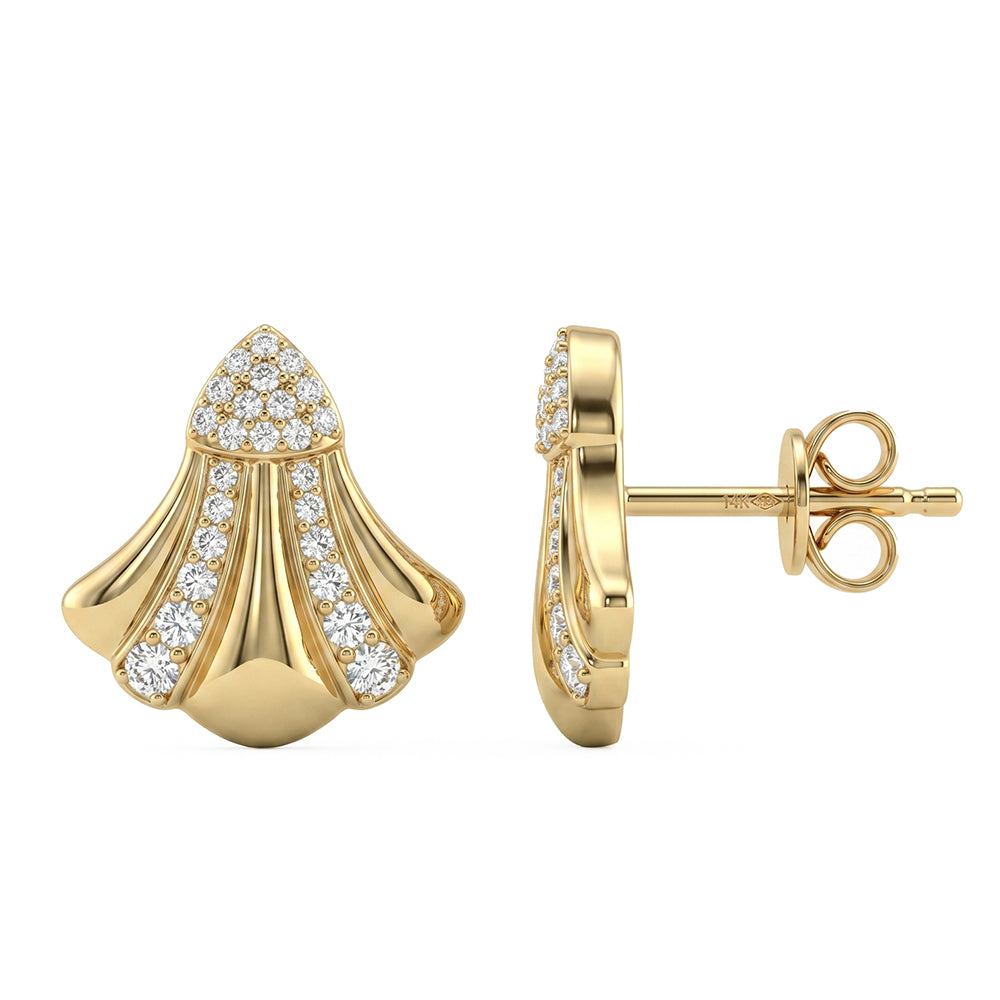 .36ct G SI 14kt Yellow Gold Diamond Modern Stud Earrings