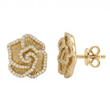 .52ct G SI 14kt Yellow Gold Diamond Modern Flower Stud Earrings