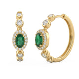.67ct G SI 14kt Yellow Gold Diamond & Emerald Gemstone Hoop Earrings