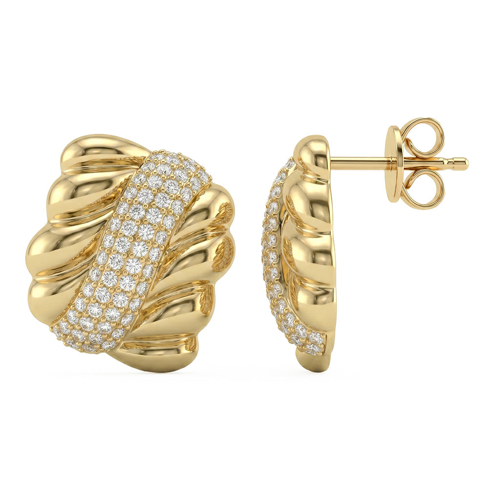 .30ct G SI 14kt Yellow Gold Diamond Modern Stud Earrings