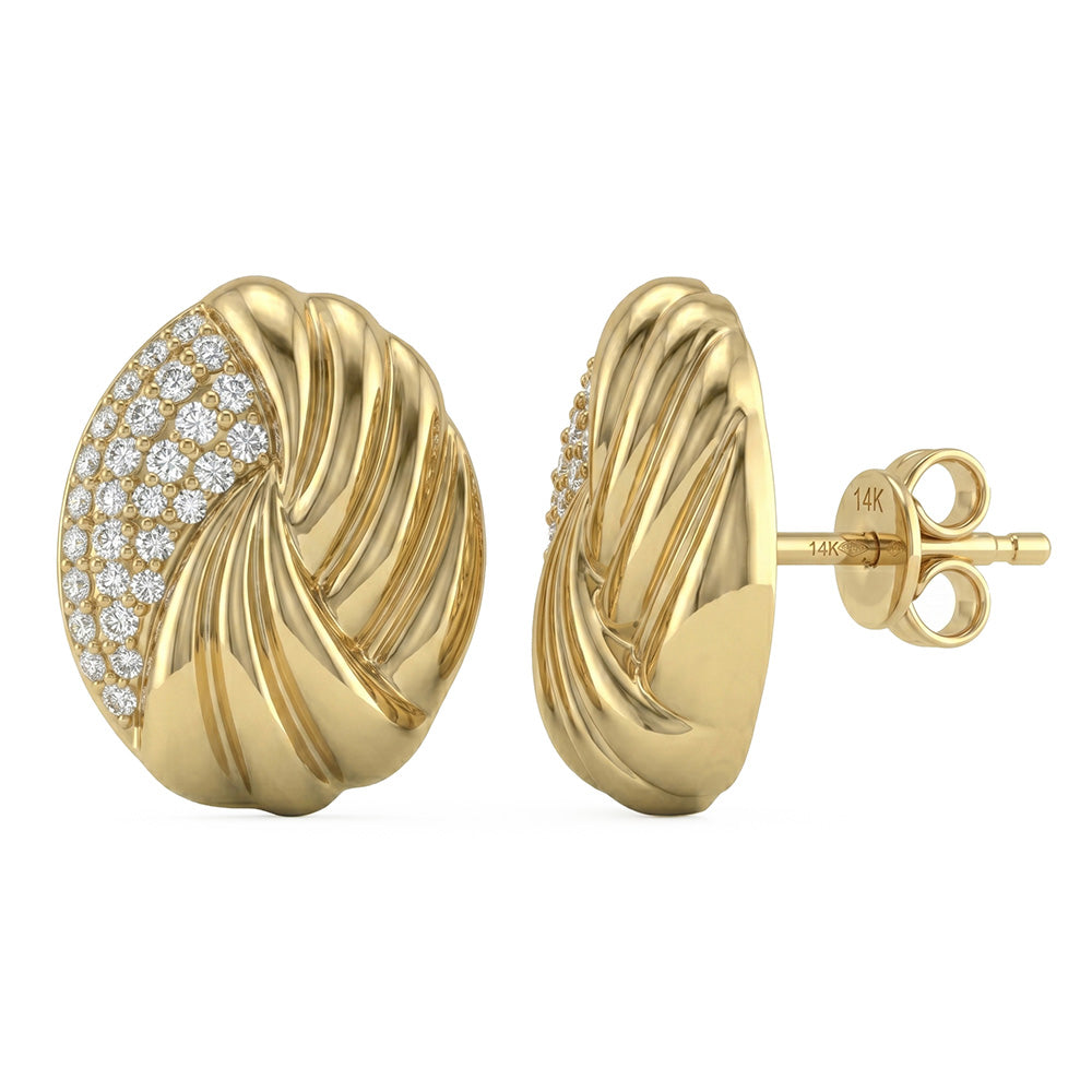 .26ct G SI 14kt Yellow Gold Diamond Modern Stud Earrings
