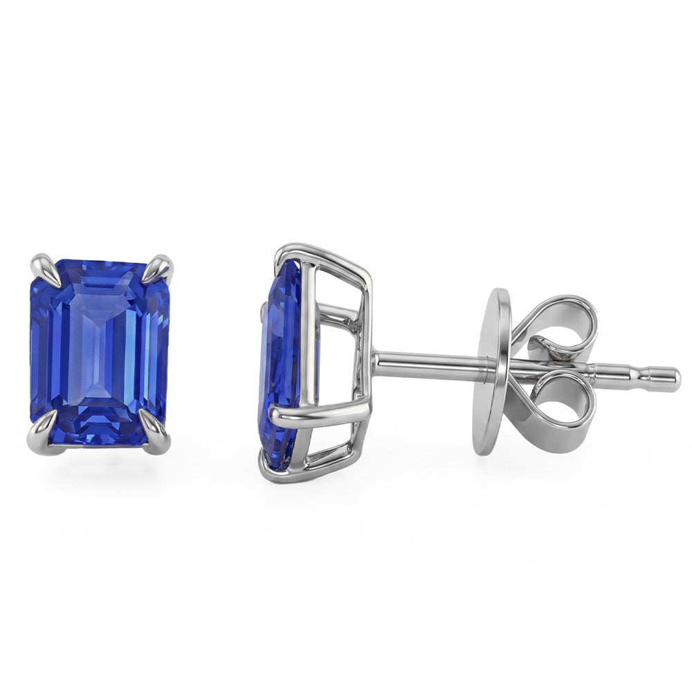 1.73ct G SI 14kt White Gold Blue Sapphire Gemstone Stud Earrings