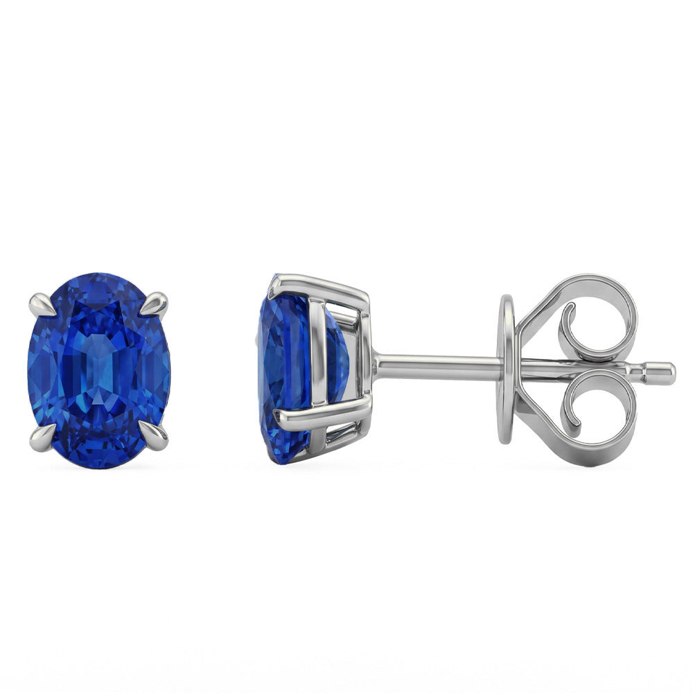 2.14ct G SI 14kt White Gold Blue Sapphire Gemstone Stud Earrings