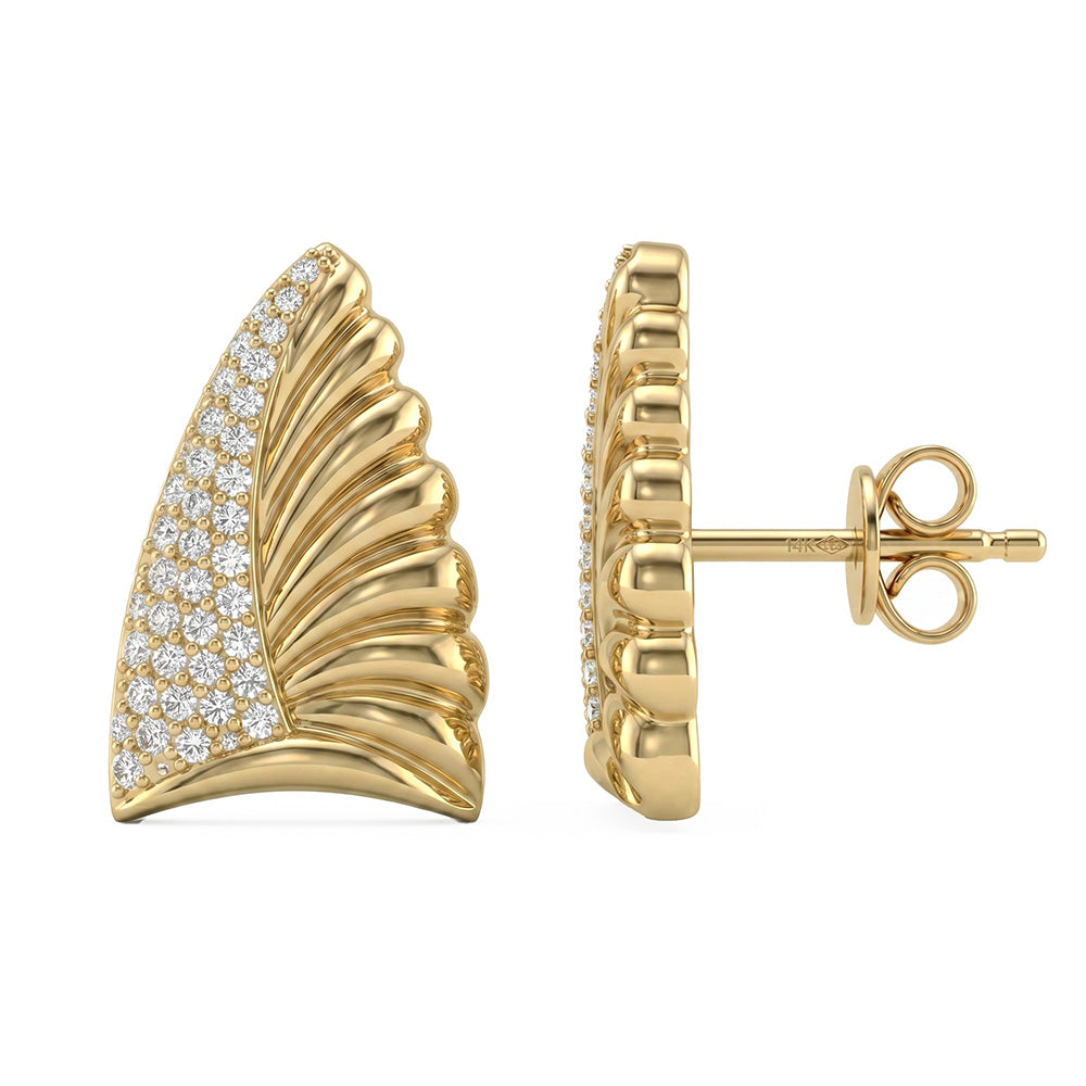 .32ct G SI 14kt Yellow Gold Diamond Modern Stud Earrings