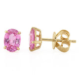 1.46ct G SI 14kt Yellow Gold Pink Sapphire Gemstone Stud Earrings