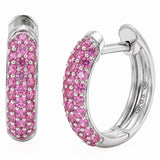 .90ct G SI 14kt White Gold Pink Sapphire Gemstone Hoop Earrings