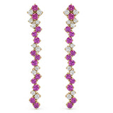 1.80ct G SI 14kt Yellow Gold Diamond & Pink Sapphire Gemstone Drop Earrings