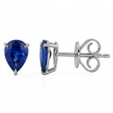 1.55ct G SI 14kt White Gold Blue Sapphire Gemstone Stud Earrings