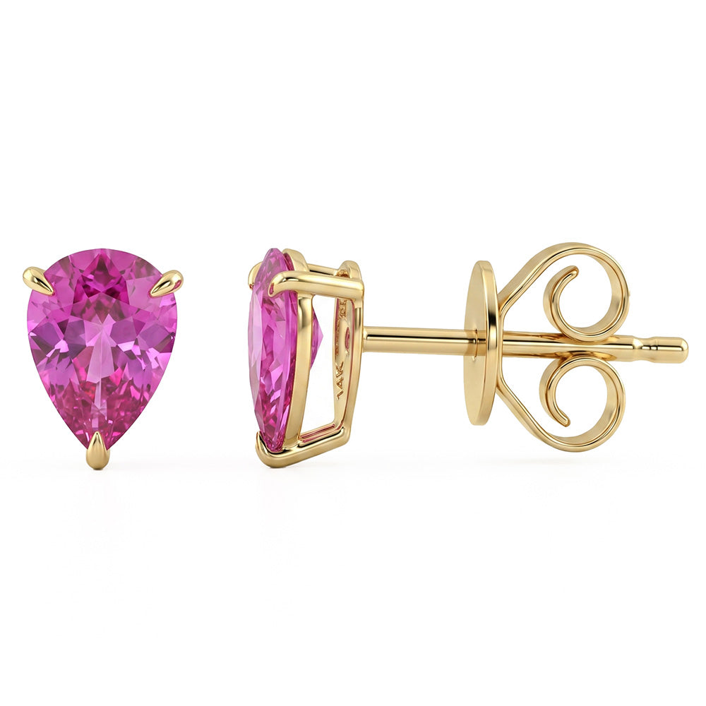 1.15ct G SI 14kt Yellow Gold Pink Sapphire Gemstone Stud Earrings
