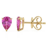 1.15ct G SI 14kt Yellow Gold Pink Sapphire Gemstone Stud Earrings