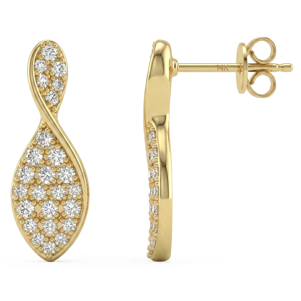 .50ct G SI 14kt Yellow Gold Diamond Modern Stud Earrings