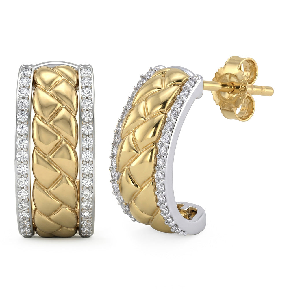 .24ct G SI 14kt Two Tone Gold Diamond J Hoop Earrings
