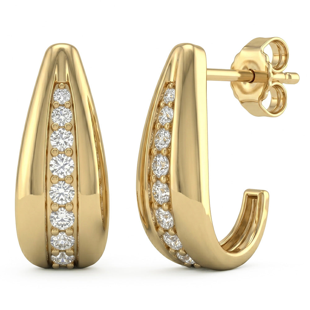 .32ct G SI 14kt Yellow Gold Diamond J Hoop Earrings
