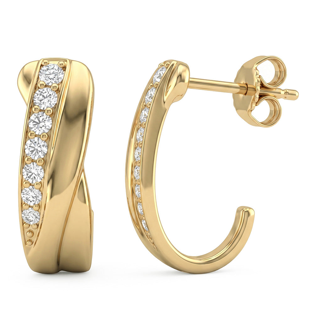 .33ct G SI 14kt Yellow Gold Diamond J Hoop Earrings